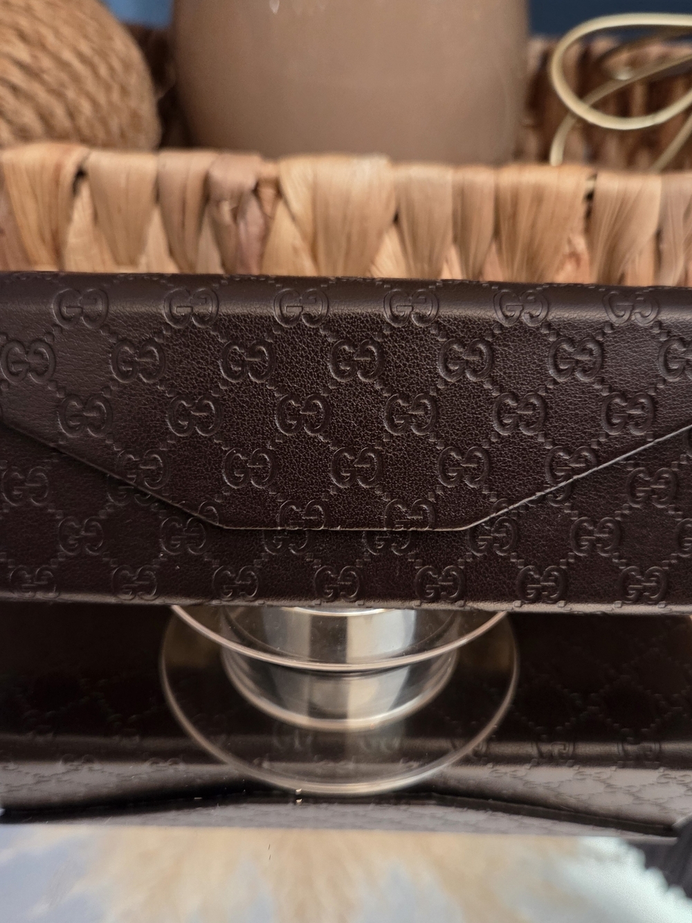 Gucci Brown Micro GG Embossed Eyeglass Sunglasses Case Snap Closure - Picture 12 of 12